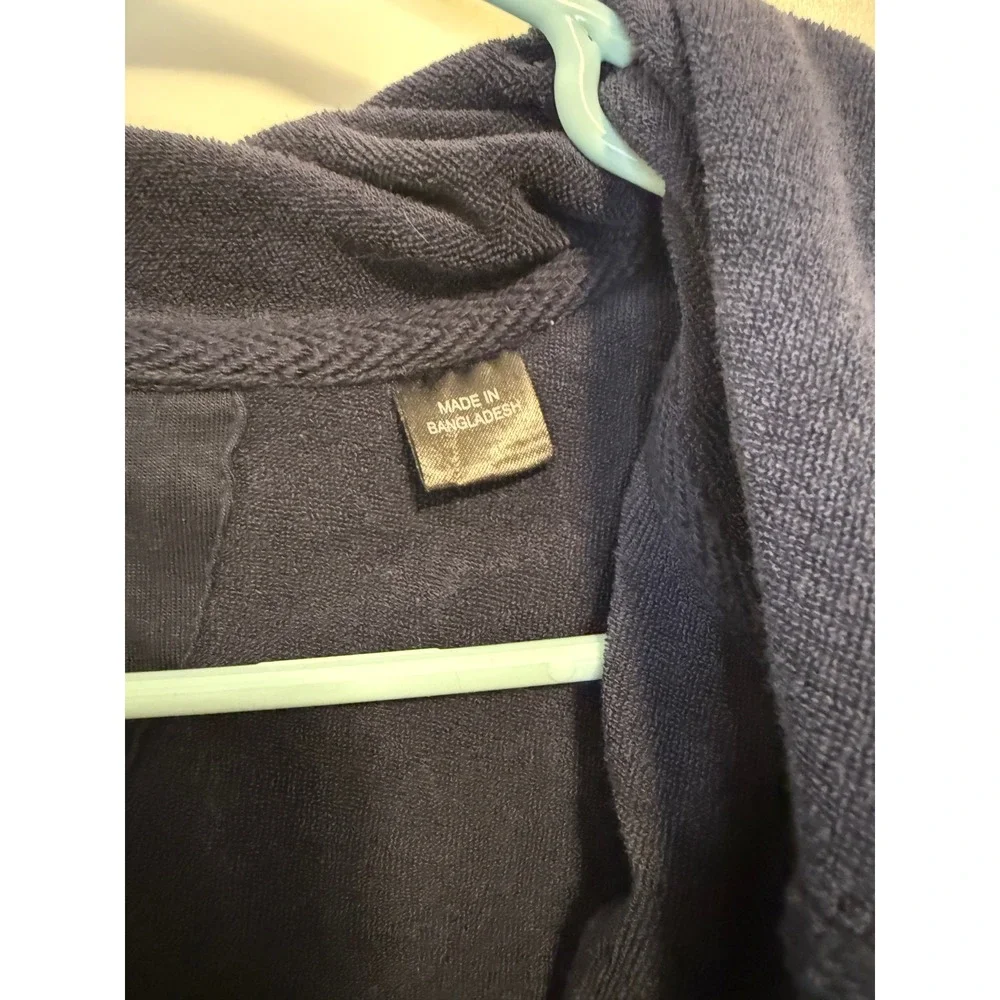 Dude Robe Mens Luxury Hooded Bathrobe Navy Blue Cotton Jersey L/XL Loungewear